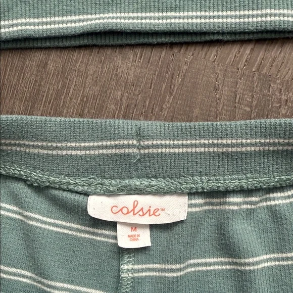 Colsie Teal Striped Pajama Set Medium - Picture 6 of 8